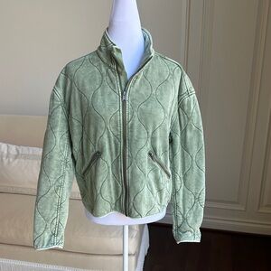 Lucky Brand Light Green Quilted Bomber Jacket